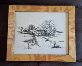 Original Beverly Ellstrand Framed Lithograph Print - Rustic Barn Farm Landscape - £41.61 GBP