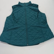 Van Heusen Vest Women’s Green Quilted Lined Full Zip Pockets Vest Size Large image 12