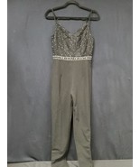 Nikibiki Jumpsuit Lace Silver Beaded Black Straight Leg Size Small NWT O... - $644.07 MXN