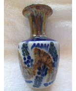 Ken Edwards 4 1/2&quot; vase, Mexico, abstract design, flowers/ferns? blues/b... - €26,05 EUR