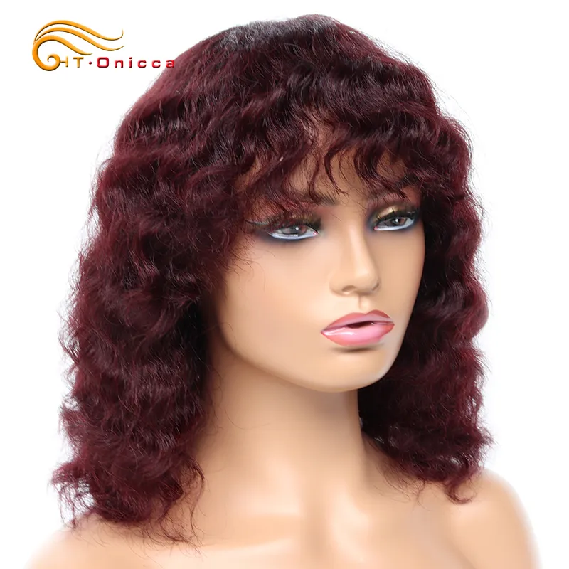 Short Human Hair Wigs For Women Deep Wave Brazilian Hair Wigs With Ban - £35.22 GBP+