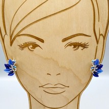 Vintage Blue Moonglow Thermoset Lucite Earrings, Mid Century Glam, Silver Tone - £20.00 GBP