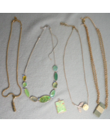 Lot of 5 Costume Jewelry Pendant Necklaces Charm Green Beige Brown Gold ... - £9.31 GBP