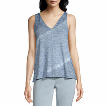 a.n.a. Women&#39;s V Neck Sleeveless Tie Dye Tank Top Shirt LARGE Bijou Blue New - £14.07 GBP