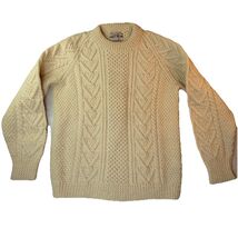 Vintage Irish Aran Wool Sweater Cream Cable Knit Cozy Oversized Women - $90.00
