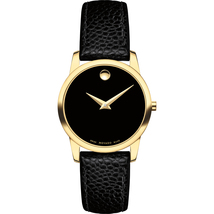Movado 0607016 Museum Classic Black Dial Black Leather Ladies Watch - £218.29 GBP