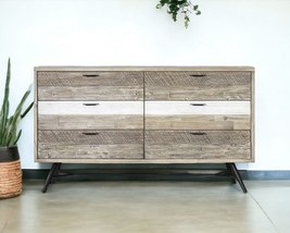 63" Natural and Ivory Solid Wood Six Drawer Double Dresser - €1.769,44 EUR