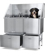 Professional Stainless Steel Dog Bathing Station - Dog Grooming Tub W/Ra... - $1,796.99