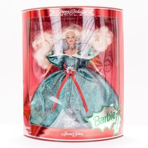 Happy Holidays Barbie Special Edition 1995 NIB Green Gown Dress Crown 14123 - £17.66 GBP