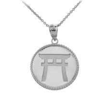 925 Sterling Silver Japanese Sacred Torii Shinto Gate Miyajima Pendant Necklace - £22.40 GBP+