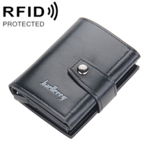 Automatic Pop-Up Card Wallet Buckle Metal Aluminum Shell Card Holder(Black) - £13.09 GBP