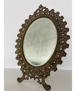 Vtg.Shamrock Gold Vanity Mirror Table Victorian Rococo Hollywood Regency... - $72.13