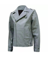 Lambskin Biker Soft Casual Stylish Men&#39;s Gray Jacket Handmade Leather Ge... - $159.52 CAD+