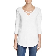 Eddie Bauer Womens Cross Front Tunic Top Size X-Large Color White - £21.36 GBP