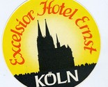 Excelsior Hotel Ernst Luggage Label Koln Germany  - $10.89