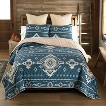 Donna Sharp Mesquite Quilt Bedding Set Southwest Reversible W/ Tote Lodge Teal - £64.23 GBP+
