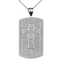 925 Sterling Silver Cross Trinity Knot Engravable Dog Tag Pendant Necklace - £42.99 GBP+