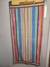 Vtg FRANCO 90s  Beach Towel Cotton Striped Pink Orange Blue Green 58&quot; x 28-1/2&quot; - £21.67 GBP