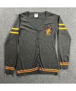 Harry Potter Cardigan Womens Medium Gray V-Neck Gryffindor Embroidered A... - $41.79 CAD