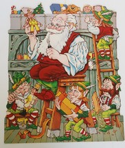 1980&#39;s Santa Claus Workshop Elves Paper Wall Hanging Christmas Decoration - £7.98 GBP