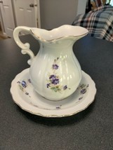 vintage 1984 Lefton China 6&quot; floral pattern pitcher - £9.34 GBP