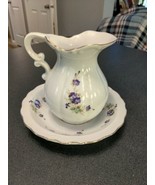 vintage 1984 Lefton China 6&quot; floral pattern pitcher - £8.88 GBP