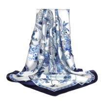 Anyyou Scarf for Women Blue White Vase Satin Silk Shawl Fashion Accessories - €15,26 EUR