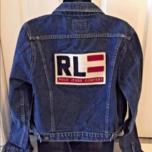Womens Ralph Lauren Polo Jean Large Patch Flag Denim Trucker Jacket, Large. - $499.99