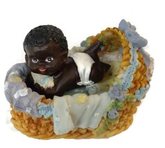 Home For ALL The Holidays Black Toddler in Crib Figurine 2 inches (Boy) - $10.00