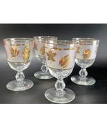 Vintage Libbey CO Golden Leaves Foliage Frosted Glass 5 1/2&quot; Water Goble... - £38.98 GBP
