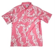 Vintage 1980s Pink Hilo Hattie Mens LARGE Tropical Floral Print Hawaiian Shirt - £35.62 GBP