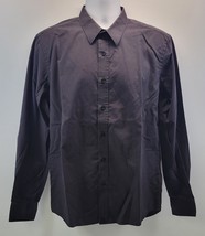 H) UNTUCKit Men Black Cotton Long Sleeve Button Down Slim Fit Shirt Large - $19.79