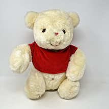 Vtg Ms Noah Bear Plush Beige Red Shirt Red Nose Belly Button Stuffed Animal 13 - £25.00 GBP