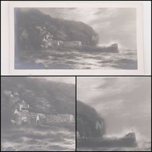 Clovelly Cliff Stormy Sea By Moonlight Devon England Vtg Postcard Unposted - £9.41 GBP