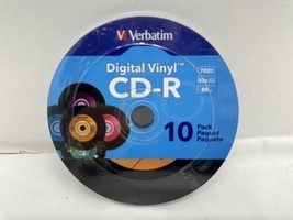 10 pack VERBATIM 52X CD-R Digital Vinyl 700MB Media Disc 98139 - £7.89 GBP