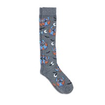 Disney Lilo and Stitch Halloween Knee High Socks Sz 4-10 Gray Pumpkin - £10.25 GBP