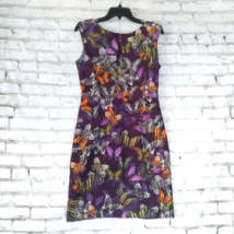Ellen Tracy Dress Womens 4 Purple Butterfly Sleeveless Sheath Lined Garden Party - £19.77 GBP