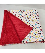 Bebe Bella Designs Red Minky Blanket Multicolor Polka dots 28&quot; x 28&quot; Boy... - £12.82 GBP