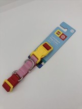 New LEGO Colorblock Dog Collar Sz Medium Breed Red/Pink Target - $9.90