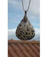 Dalmatian jasper necklace with bronze bail - $432.39 MXN