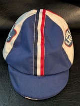 1980s Bud Light Cycling Baseball Cap White Red Blue Knit Cotton Flip Bri... - £18.83 GBP