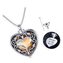 Rose Flower Urn Necklace for Ashes Heart Crystal For - $201.30