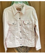 Levi&#39;s Light Pink Denim Jean Jacket Ex-Boyfriend Trucker jacket Size M - £45.79 GBP