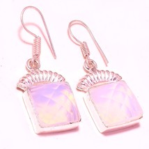 White Milky Opal Faceted Handmade Fashion Earrings Jewelry 1.70&quot; SA 2018 - £4.77 GBP