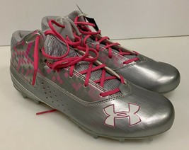 Under Armour Men’s Ripshot Mid MC Lacrosse Cleats Shoes In Grey &amp; Pink Size 11.5 - £27.96 GBP