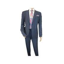 Men Suit BERLUSCONI Turkey 100% Soft Italian Wool Super 180's #Ber27 Navy Blue image 3