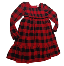 Tommy Bahama Girls Size 7 Black Red Plaid Long Sleeve Christmas Winter Dress - £11.10 GBP