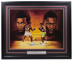 Muhammad Ali Joe Frazier Ron Lewis Signé Encadré 16x20 Boxe Affiche Bas Loa - $1,939.08