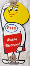 Vintage 8&quot; Esso Happy Motoring Porcelain Sign Pump Plate Gas Station Oil - £71.05 GBP