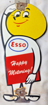 VINTAGE 8&quot; ESSO Happy Motoring PORCELAIN SIGN PUMP PLATE GAS STATION OIL - $89.10